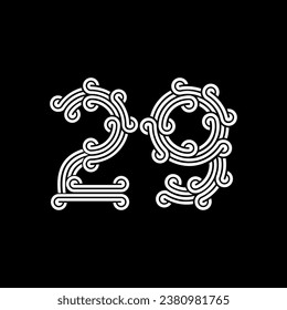 el logotipo consta de los números 2 y 9. Contorno y elegante.