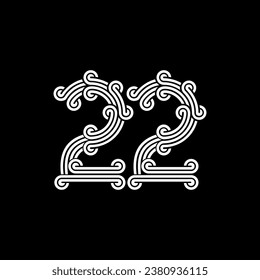 el logotipo consta de los números 2 y 2 combinados. Contorno y elegante.