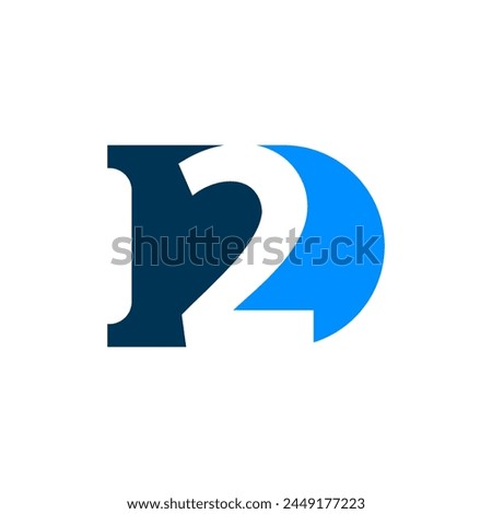 the logo consists of the number 2 and letter D abstract motive. Fill and elegant.