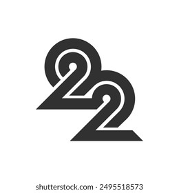 the logo consists of the number 22 and letter B. Abstract, outline and elegant.