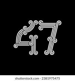 the logo consists of the number 4 and 7 combined. Outline and elegant.