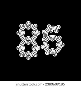 the logo consists of the number 6 and 8 combined. Outline and elegant.