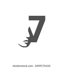 el logo consiste en el número 7 y la cara. Motivo Abstractas, Relleno y elegante.