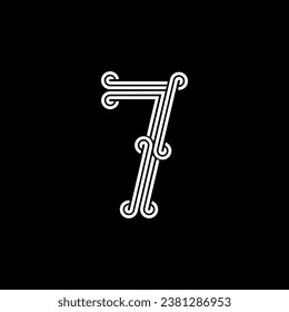 el logotipo está formado por el número 7 y la onda combinada. Contorno y elegante.