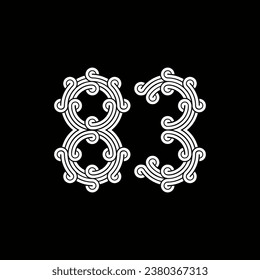 the logo consists of the number 8 and 3. Outline and elegant.