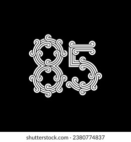 the logo consists of the number 8 and 5 combined. Outline and elegant.