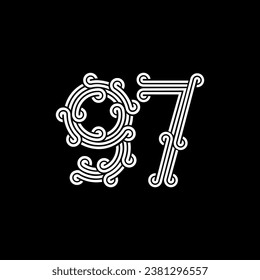 the logo consists of the number 9 and 7 combined. Outline and elegant.