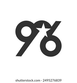 el logotipo consta de los números 9, 8 y 6. Estrella, abstracto, contorno y elegante.