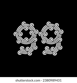 el logotipo consta de los números 9 y 9. Contorno y elegante.