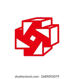 the logo consists of the Red Box cross. Abstract, outline and elegant.