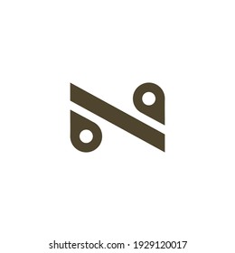 The logo consists of a slash line and two google map symbols forming the letter N.