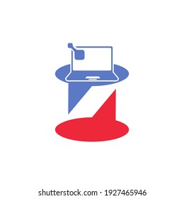 The logo consists of two call signs. An amazing thing happened: a table was formed. the laptop is mounted on the table