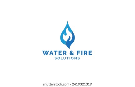 The logo consists of water drop, fire and hand icons. This logo can be used for companies engaged in handling water damage, fire, and the like.