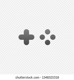 Logo of console or mobile game, controller or joystick, simple icon. On grid background