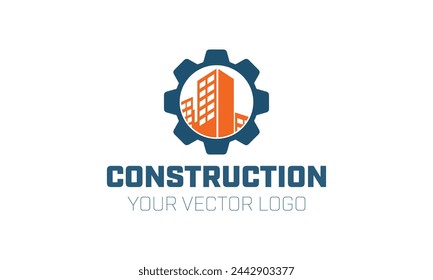 a logo for construction with a blue logo for construction