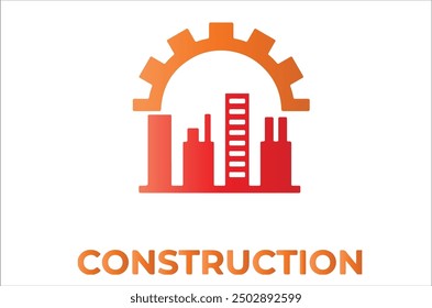 Un logo para la construcción y una ciudad en rojo