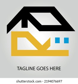 Logo de la empresa de construcción o de arquitectos con dos letras que forman una casa