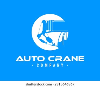 Logo for a construction company. The company's truck crane. Blue color