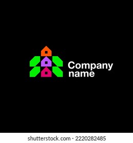 Logo para una empresa de construcción, complejo de viviendas, centro de recreación en el bosque o camping