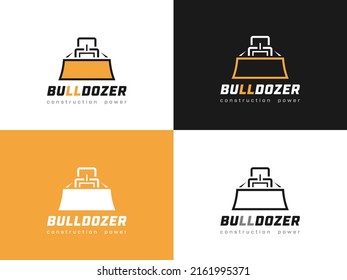 Logo for construction company, rental equipment company with bulldozer symbol. Vector