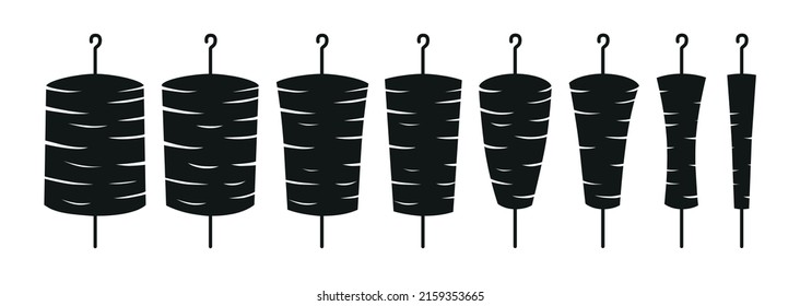 Logo constructor for doner, kebab, barbecue, grill party logo set. Vector stock illustration isolated on white background for design packaging, logo, menu in restaurant, butcher shop. EPS10