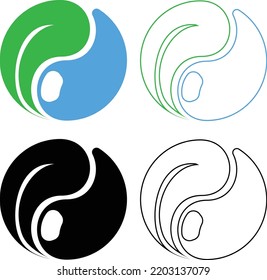 A Logo Contains A Leaf And A Waterdrop Represents The Power Of Nature , New Business Logo , Natural Product Logo , Monochromatic And Outlines , Blue And Green And Black And White Colors, Logo Vector 