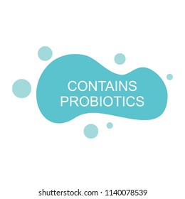 Logo Contains Probiotics. Label Of Probiotics. Microflora. Healthy Intestine. Probiotic Icon. Bacteria.