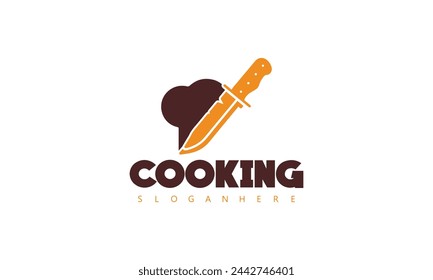 a logo for cooking class with a knife in the middle.