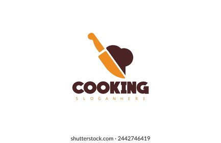 a logo for cooking class with a knife in the middle.