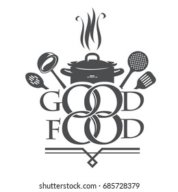 Logo for cooking. The concept of logos: "Like to cook a cake". Vector logo restaurant template.Vector illustration eps 10