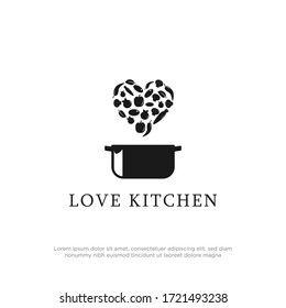 Logo Cooking Love Stock Vector template, Love Kitchen Logo Design Inspiration