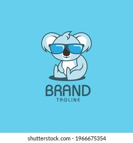 A logo cool Koala sits on the floor in turquoise background
