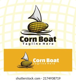 logo corn boat art illustration