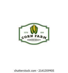 logo for corn farming with corn illustration that looks delicious and fresh