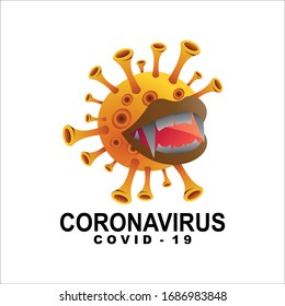 logotipo de los monstruos virus corona, monstruos covid-19. logotipo del virus de brote. Logo del símbolo del virus Corona.
