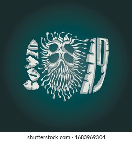 Logo with a coronavirus skull and the inscription Covid 19