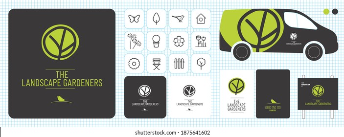 logo, corporate image, logotype for a nurseryman, landscaper, gardener, urban planner, branding