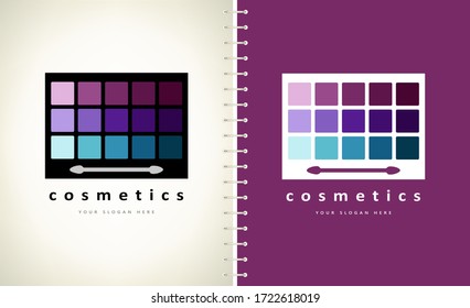 Cosméticos con logotipos. Sombra ocular con vector de pincel.