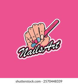 Logo cosmetics, nail studio logo design with style and creative concept