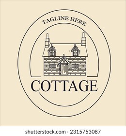 Logo Cottage Linie Art Logo Vektorgrafik Design Vorlage. Icon-Home-Design
