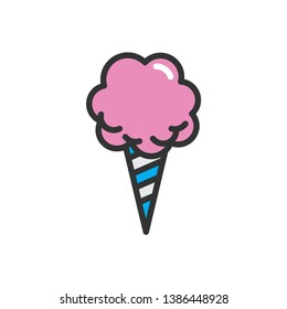 Logo of Cotton Candy. Mono line Icon of Cotton Candy. Stroke Pictogram Graphic for Web Design. - Vector