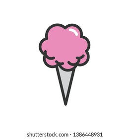 Logo of Cotton Candy. Mono line Icon of Cotton Candy. Stroke Pictogram Graphic for Web Design. - Vector