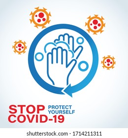 Logo COVID-19 prevention washing hands.- vector illustration. 