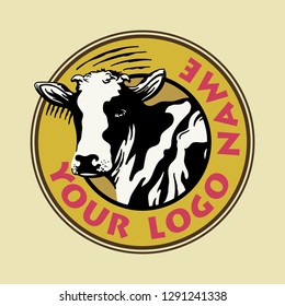 logo cow and farm vintage color