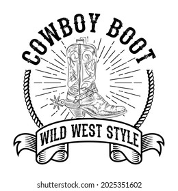 Logo cowboy boot, vector illustration