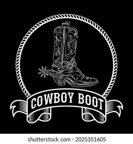 Logo cowboy boot, vector illustration