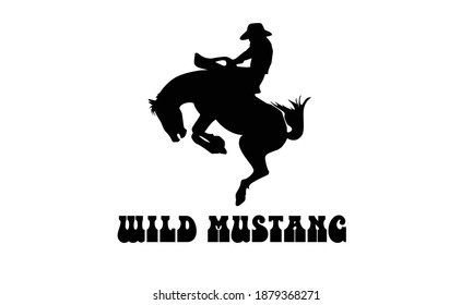 Logo cowboy riding a horse or bull