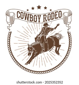 Logo Cowboy Rodeo, Vector Illustration