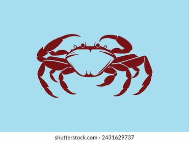 Logo of crab icon vector silhouette isolated design blue background