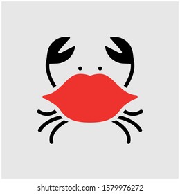 Logo Crab Red Lips Vector